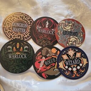 🔮NEW🔮 Fantasy Role-Playing Game Coaster Set - Black, Brown, Red